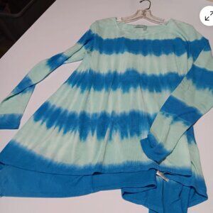 Fresh‎ Produce Womens Med/LG Blouse Long Sleeve Flowy High Low Hem Top D24